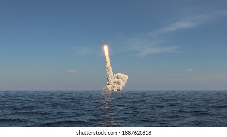 Ballistic Missile Launch From Underwater 3d Illustration