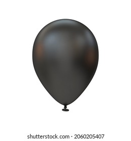 Balloon Black Matte On White Background, 3d Render