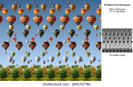 Balloon Fiesta 3D Object Array Stereogram Illusion