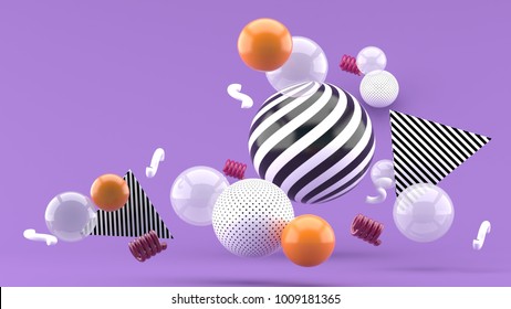 Balloon floating on a purple bacground 3d render.