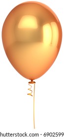 Balloon Gold Birthday Party Single Blank Golden 1 One Empty. Anniversary Graduation Retirement Holiday Decoration Classic. Luxury Design Element. 3d Render Isolated On White Background