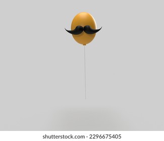 Balloon yellow orange color moustache black decoration father day dad holiday love male man gentleman happy celebration family gift award party parent child son girl boy surprise anniversary.3d render - Powered by Shutterstock