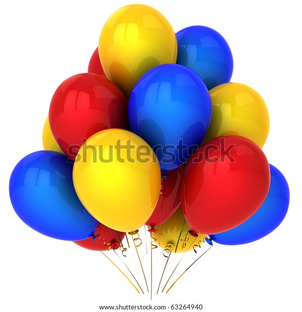 Balloons Multicolor Red Yellow Blue Party Stock Illustration 63264940