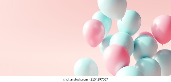 Balloons on pastel pink background. 3d rendering - Powered by Shutterstock