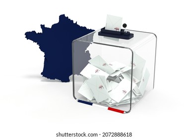 Ballot Box - French Presidential Election On White Background - 3D Rendering. Logo RF Created By Me