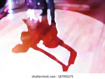 Ballroom Dance Floor Abstract 18, Digital Painting In Red, Purple, White, Blue, Tan.