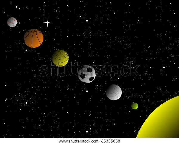 Balls Common Sports Arranged Planets Solar Stock