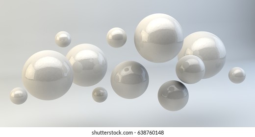 Balls On A White Background. 3d Image. 