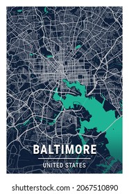 Baltimore Blue Dark City Map