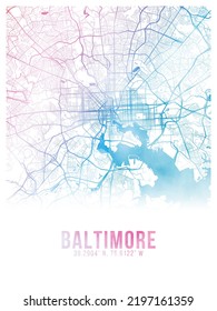 Baltimore Colors Watercolor City Map Poster