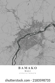 Bamako - Mali Gray Plane Map