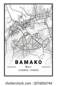 Bamako - Mali Light City Map