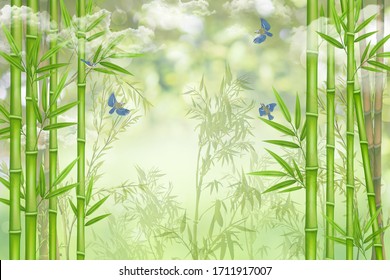 Bamboo Forest, Cloudy Sky Birds , Bamboo Wallpaper