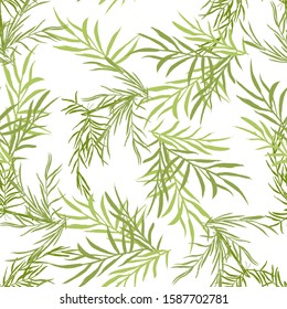 Seamless Pattern Bamboo Leaves Branches Japanese Stock Vector (Royalty ...