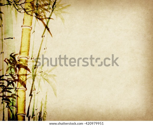 Bamboo Trees Hand Drawn Ink Traditional Stock Illustration 420979951