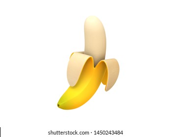 Banana Emoji In 3D Rendering.