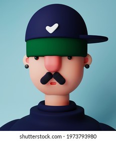 
Bandaged Rapper With A Thin Mustache And Earrings 3d Character