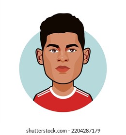 Bandung, Indonesia -20 September 2022,  Marcus Rashford  Caricature Image