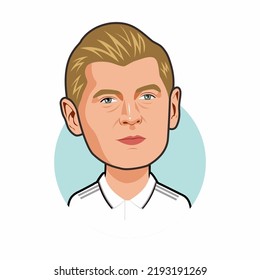 Bandung, Indonesia -23 August 2022,  Toni Kroos Caricature.