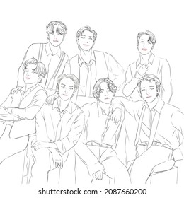 Bandung, Indonesia - December 8th, 2021: Illustration Of BTS