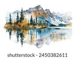 Banff National Park, Canada watercolor painting beautiful illustration abstract background