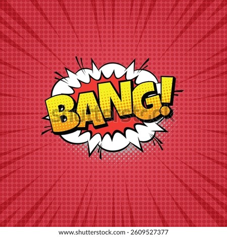 BANG! Comic Book Explosion, Retro Pop Art, Red Burst Graphic, Speech Bubble