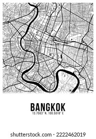 Bangkok Black Color City Map Poster