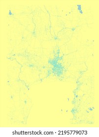 Bangkok City Map In Yellow Blue Colors. 3d Rendering