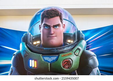 Bangkok, Thailand - May 10, 2022: A Beautiful Standee Of A Movie Called Lightyear Display At The Cinema To Promote The Movie Cinema Promotional Advertisement, Or Film Industry Marketing Concept