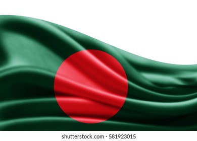 Bangladesh flag of silk with copyspace for your text or images and white background -3D illustration