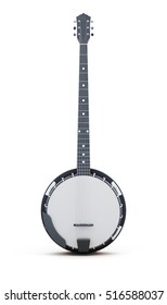 Banjo vertically isolated on a white background. 3d rendering.