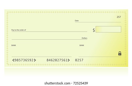 Bank Check Illustration Isolated Over A White Background