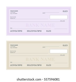 Bank Check With Modern Design. Flat Illustration. Cheque Book On Colored Background. Bank Check With Pen. Concept Illustration Pay, Payment, Buy.