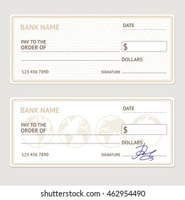 bank check template set blank form stock vector royalty free