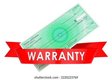 Bank Check Warranty Concept. 3D Rendering Isolated On White Background 