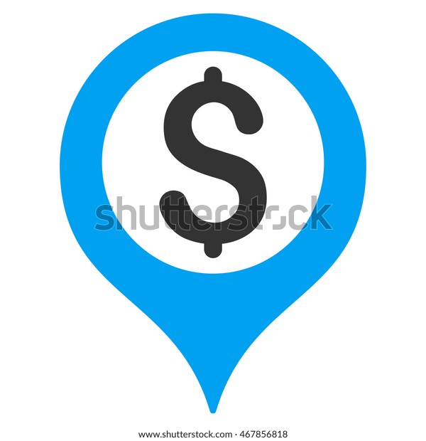 Bank Map Marker Icon Glyph Style Stock Illustration 467856818