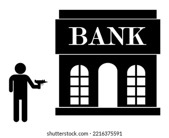 Bank Robber, Black Icon Flat Style