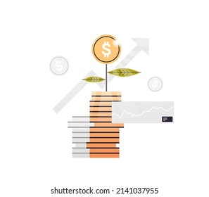 Bank Save Money Finance Analytics Wealth Accumulation And Bank Deposit Flat Illustration.