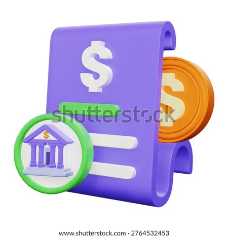 Bank Statement 3d rendering icon.