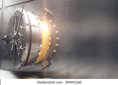 Bank vault closeup sideview. 3D Rendering - Shutterstock ID 399491260