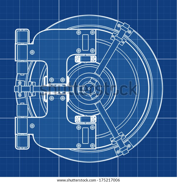 Bank Vault Door Cad Cartoon White Stock Illustration