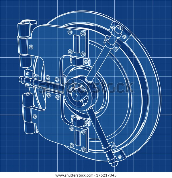 Bank Vault Door Cad Cartoon White Stock Illustration