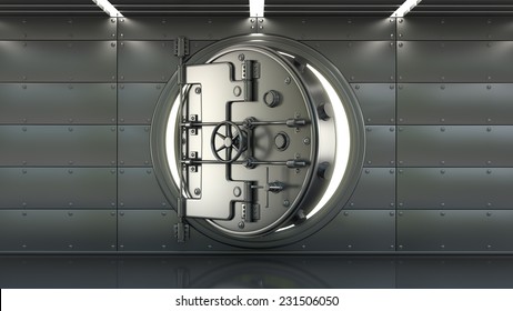 Bank Vault Door Interior. High Resolution 3d 