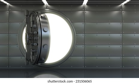 Bank Vault Door Interior. High Resolution 3d 