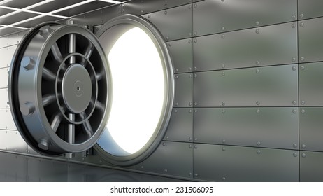 Bank Vault Door Interior. High Resolution 3d 