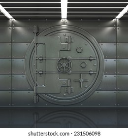 Bank Vault Door Interior. High Resolution 3d 