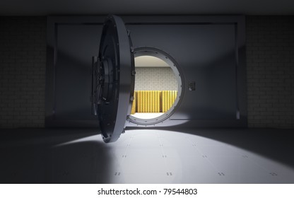 Bank vault door open background
