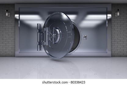 Bank Vault Door Open Background