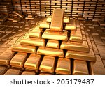 Bank vault filled with gold bullion. Finance illustration