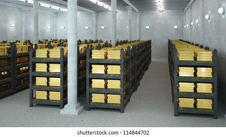 Bank Vault With Gold Bars